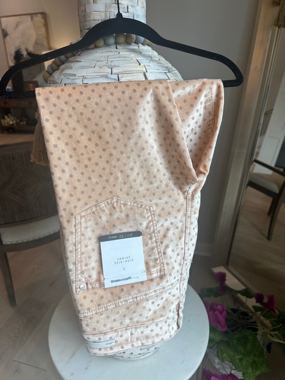 Pilcro Peach Polka Dot High-Rise Skinny Jeans
